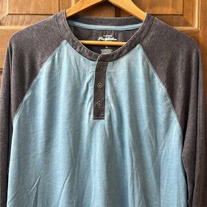 Flag & Anthem Burnout Long Sleeve Raglan, Men’s XL, Blue & Gray